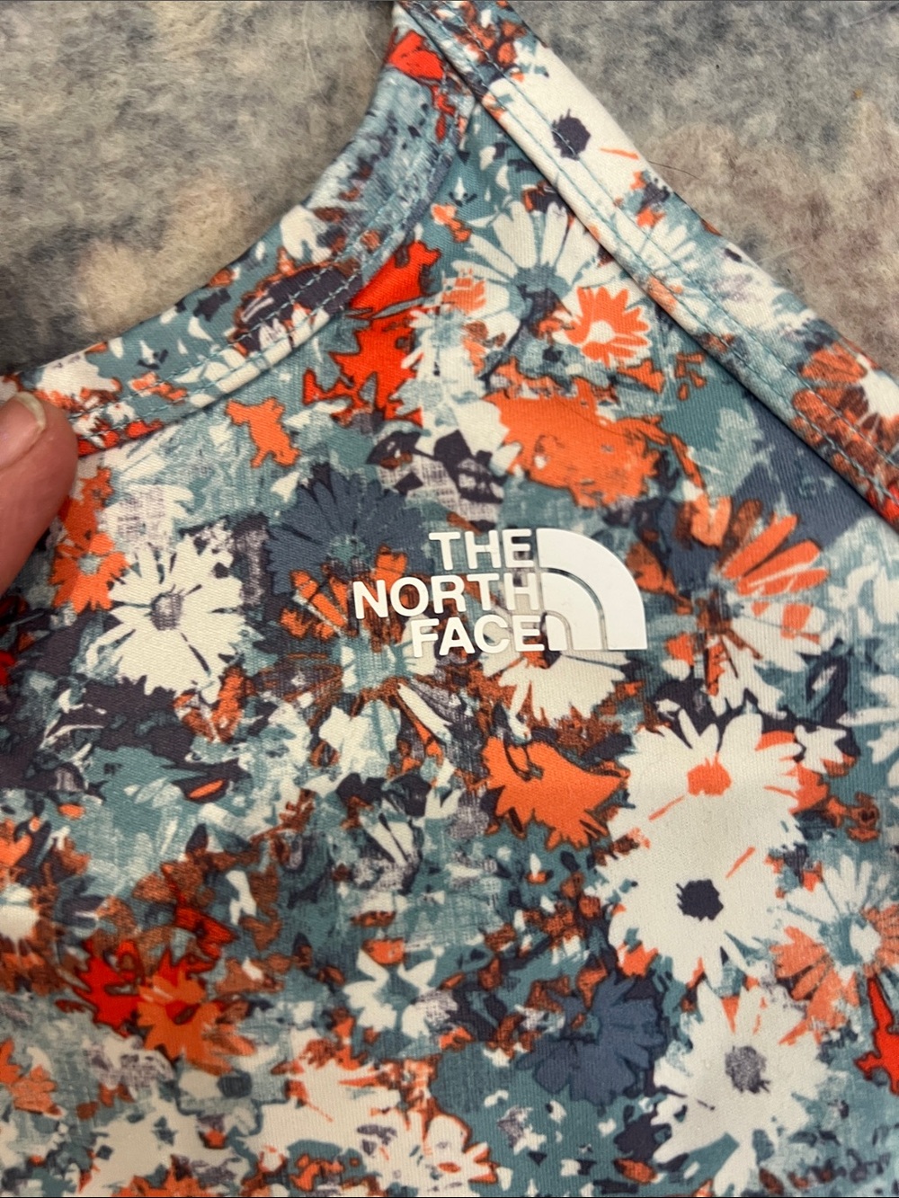 The North Face Women's Floral Racerback sports bra in Blue and Orange size M. - Picture 2 of 5